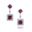 Серьги Серебро 925 рубин синт, циркон 025 352 01 21-02802 2010 г инфо 4527w.