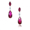 Серьги Серебро 925 рубин синт, циркон 025 352 01 21-02789 2010 г инфо 4532w.