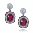 Серьги Серебро 925 рубин синт, циркон 025 352 01 21lsk-00016 2010 г инфо 4536w.