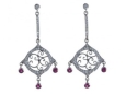Серьги, серебро 925, рубин синт,циркон 019 01 21sp-00109 2010 г инфо 4582w.