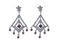 Серьги, серебро 925, рубин синт,циркон 019 01 21sp-00114 2010 г инфо 4583w.