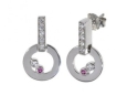 Серьги, серебро 925, рубин синт,циркон 006 01 21sp-00178 2009 г инфо 4587w.