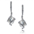 Серьги Серебро 925 жемчуг синт, циркон 025 352 01 21-03204 2010 г инфо 4693w.