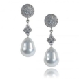 Серьги Серебро 925 жемч синт, циркон 025 352 01 21-03197 2010 г инфо 4703w.